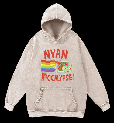 Nyan Cat Vintage Washed 100% Cotton Hoodie - TheDrunkShark