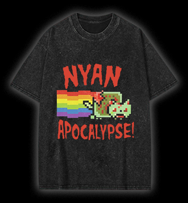 Nyan Cat Vintage Washed 100% Cotton T-Shirt - TheDrunkShark