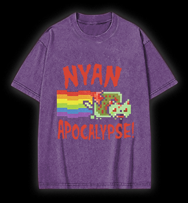 Nyan Cat Vintage Washed 100% Cotton T-Shirt - TheDrunkShark