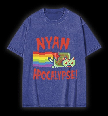Nyan Cat Vintage Washed 100% Cotton T-Shirt - TheDrunkShark