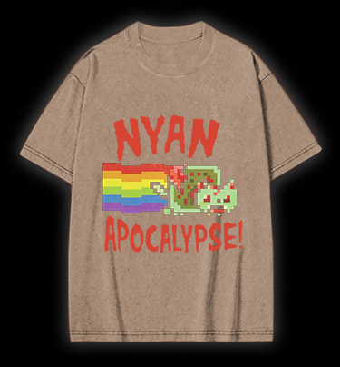 Nyan Cat Vintage Washed 100% Cotton T-Shirt - TheDrunkShark