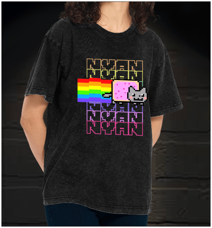 Nyan Cat Vintage Washed 100% Cotton T-Shirt - TheDrunkShark