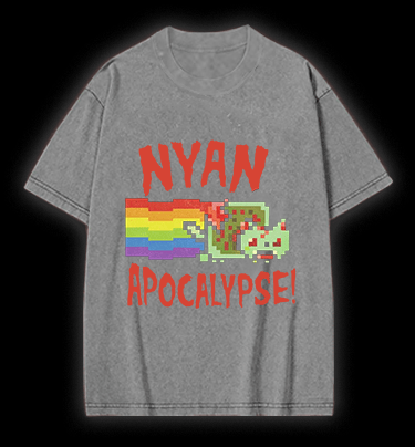 Nyan Cat Vintage Washed 100% Cotton T-Shirt - TheDrunkShark