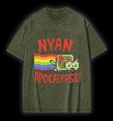 Nyan Cat Vintage Washed 100% Cotton T-Shirt - TheDrunkShark