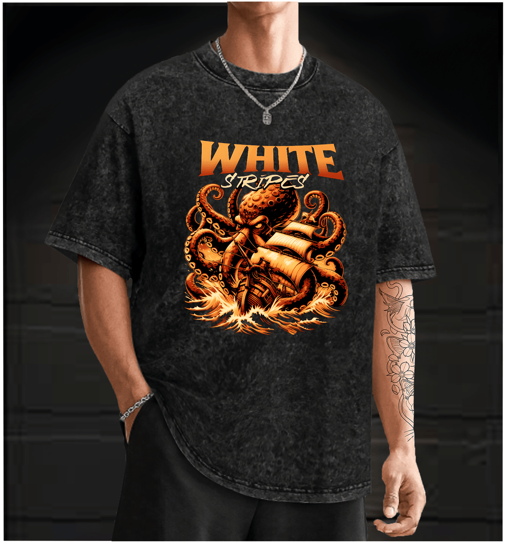 Octopus on Deck Vintage Washed 100% Cotton T-Shirt - TheDrunkShark