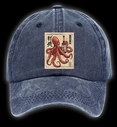 Octopus's Boozy Vibe Vintage Washed 100% Cotton Baseball Hat - TheDrunkShark