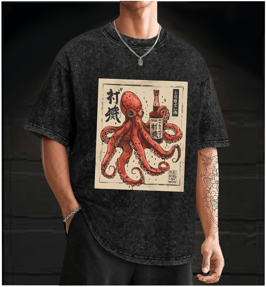 Octopus's Boozy Vibe Vintage Washed 100% Cotton T-Shirt - TheDrunkShark