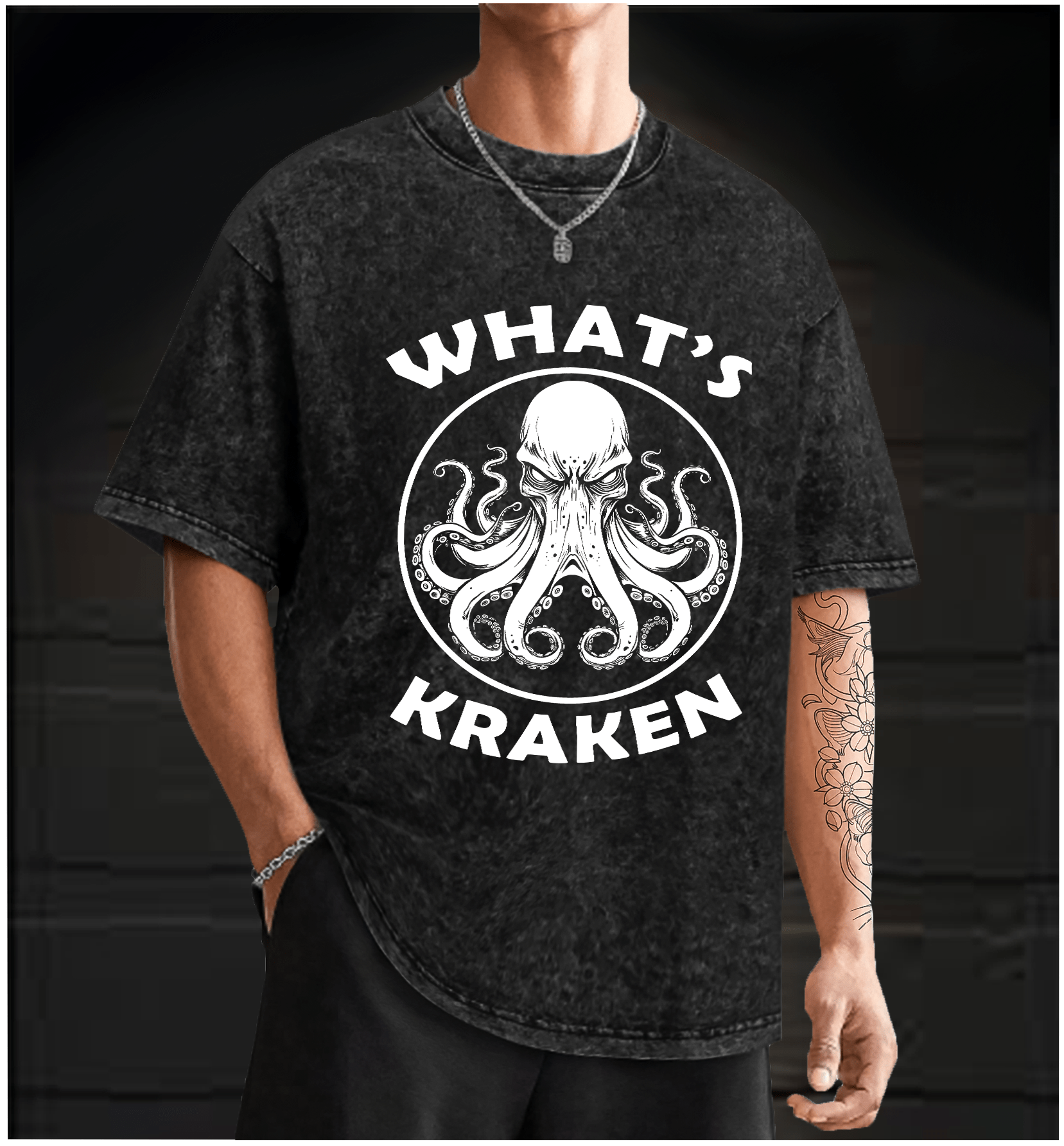 Octopus's Dark Gaze Vintage Washed 100% Cotton T-Shirt - TheDrunkShark