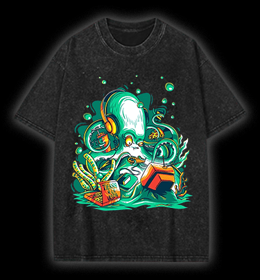 Octopus's Fun Time Vintage Washed 100% Cotton T-Shirt - TheDrunkShark