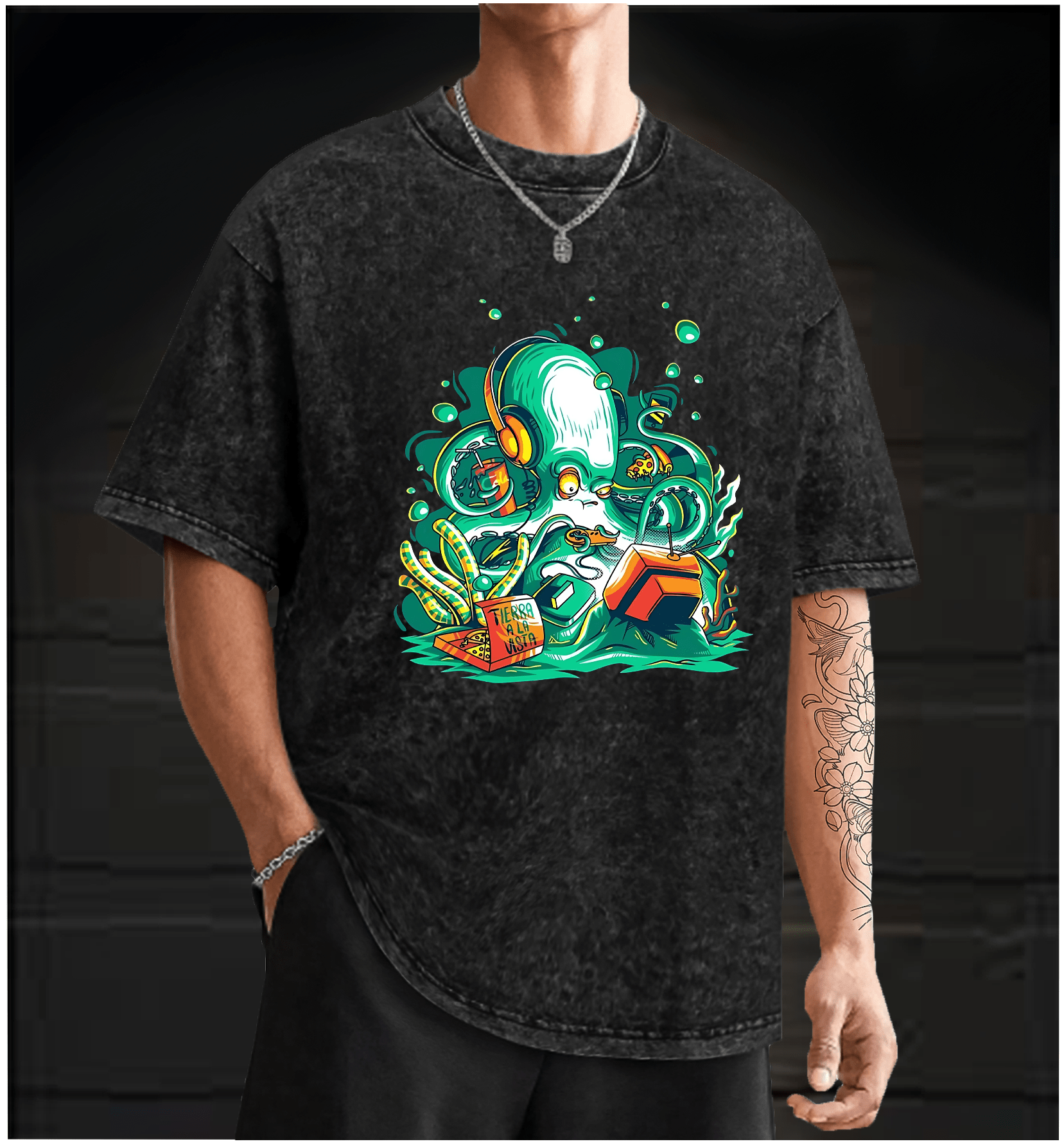 Octopus's Fun Time Vintage Washed 100% Cotton T-Shirt - TheDrunkShark