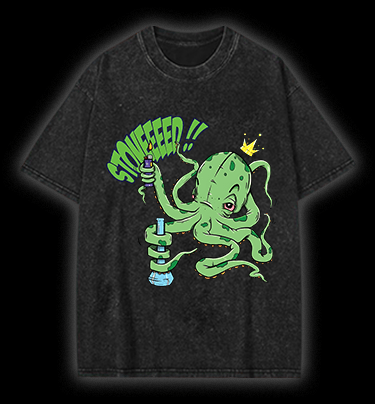 Octopus's Laid - back Vibe Vintage Washed 100% Cotton T-Shirt - TheDrunkShark