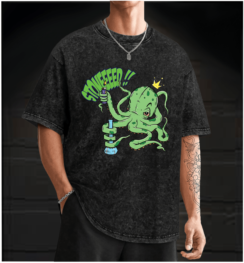 Octopus's Laid - back Vibe Vintage Washed 100% Cotton T-Shirt - TheDrunkShark