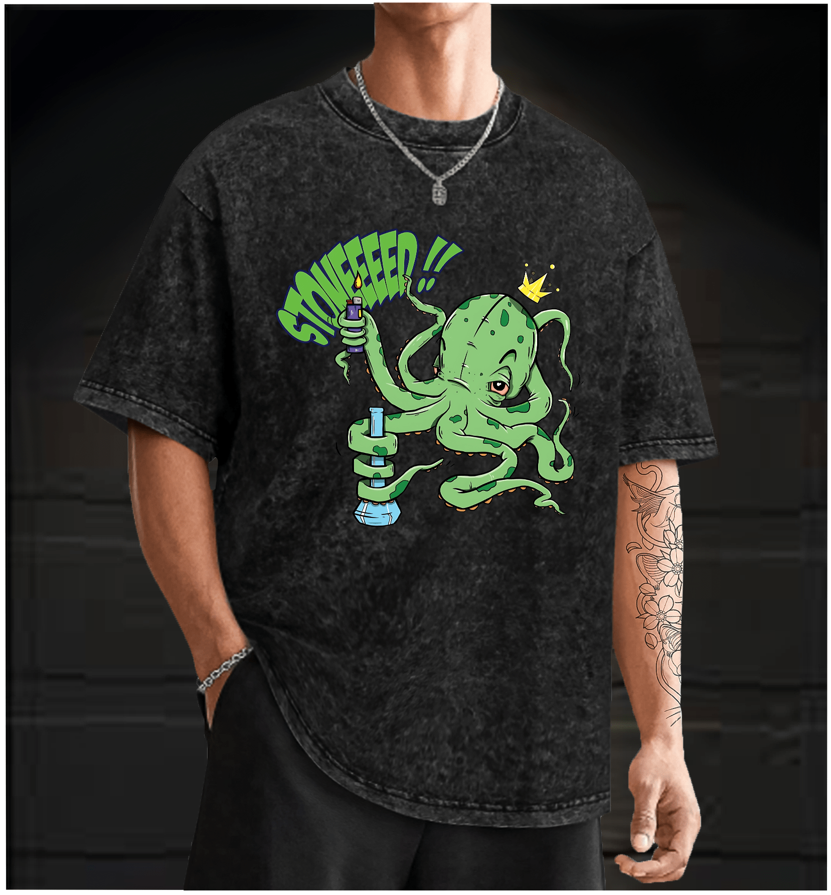 Octopus's Laid - back Vibe Vintage Washed 100% Cotton T-Shirt - TheDrunkShark