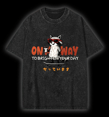 'On My Way' Raccoon Vintage Washed 100% Cotton T-Shirt - TheDrunkShark