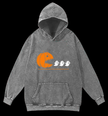 Pac - Man Halloween Vintage Washed 100% Cotton Hoodie - TheDrunkShark