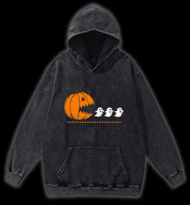 Pac - Man Halloween Vintage Washed 100% Cotton Hoodie - TheDrunkShark
