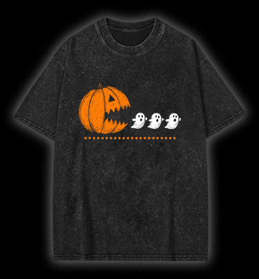 Pac - Man Halloween Vintage Washed 100% Cotton T-Shirt - TheDrunkShark