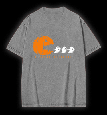 Pac - Man Halloween Vintage Washed 100% Cotton T-Shirt - TheDrunkShark