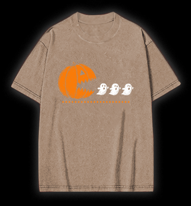 Pac - Man Halloween Vintage Washed 100% Cotton T-Shirt - TheDrunkShark