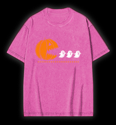 Pac - Man Halloween Vintage Washed 100% Cotton T-Shirt - TheDrunkShark