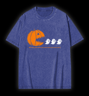 Pac - Man Halloween Vintage Washed 100% Cotton T-Shirt - TheDrunkShark