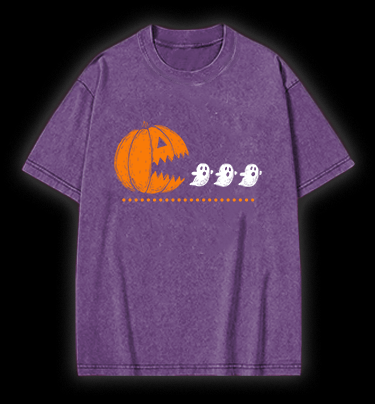 Pac - Man Halloween Vintage Washed 100% Cotton T-Shirt - TheDrunkShark