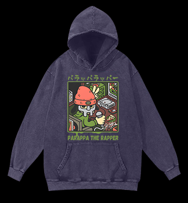 Pakappa The Rapper Hip - Hop Vintage Washed 100% Cotton Hoodie - TheDrunkShark