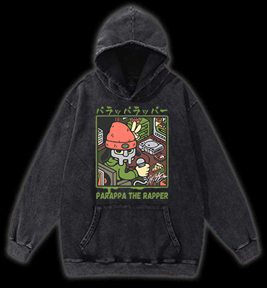 Pakappa The Rapper Hip - Hop Vintage Washed 100% Cotton Hoodie - TheDrunkShark