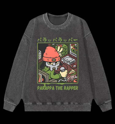 Pakappa The Rapper Hip - Hop Vintage Washed 100% Cotton Sweatshirt - TheDrunkShark
