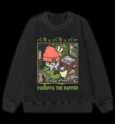 Pakappa The Rapper Hip - Hop Vintage Washed 100% Cotton Sweatshirt - TheDrunkShark