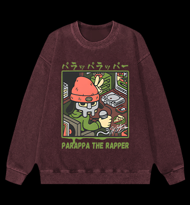 Pakappa The Rapper Hip - Hop Vintage Washed 100% Cotton Sweatshirt - TheDrunkShark