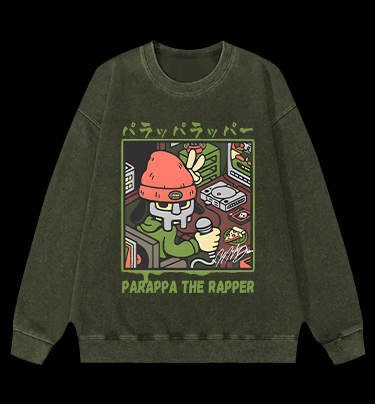 Pakappa The Rapper Hip - Hop Vintage Washed 100% Cotton Sweatshirt - TheDrunkShark