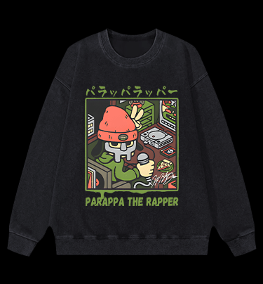 Pakappa The Rapper Hip - Hop Vintage Washed 100% Cotton Sweatshirt - TheDrunkShark