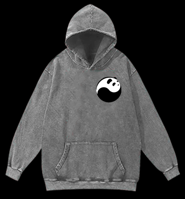 Panda Yin - Yang Symbol Vintage Washed 100% Cotton Hoodie - TheDrunkShark