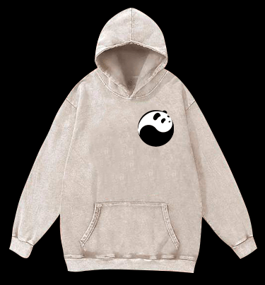 Panda Yin - Yang Symbol Vintage Washed 100% Cotton Hoodie - TheDrunkShark