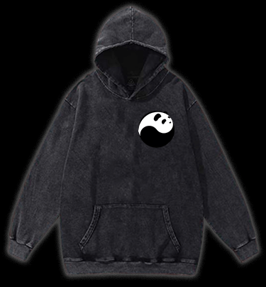 Panda Yin - Yang Symbol Vintage Washed 100% Cotton Hoodie - TheDrunkShark