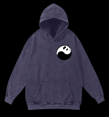 Panda Yin - Yang Symbol Vintage Washed 100% Cotton Hoodie - TheDrunkShark