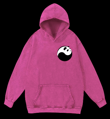 Panda Yin - Yang Symbol Vintage Washed 100% Cotton Hoodie - TheDrunkShark