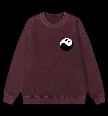 Panda Yin - Yang Symbol Vintage Washed 100% Cotton Sweatshirt - TheDrunkShark