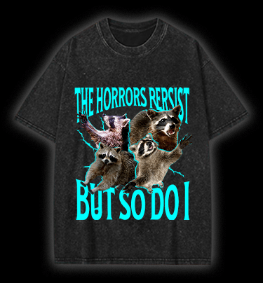  Panic Raccoon Vintage Washed 100% Cotton T-Shirt - TheDrunkShark