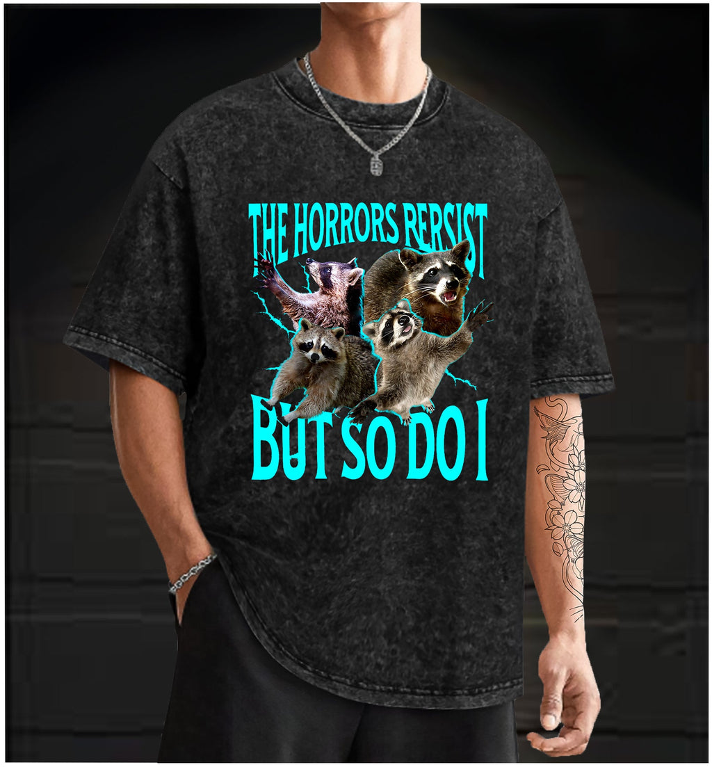  Panic Raccoon Vintage Washed 100% Cotton T-Shirt - TheDrunkShark