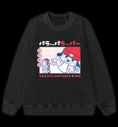 Parappa the Rapper Anime Vintage Washed 100% Cotton Sweatshirt - TheDrunkShark
