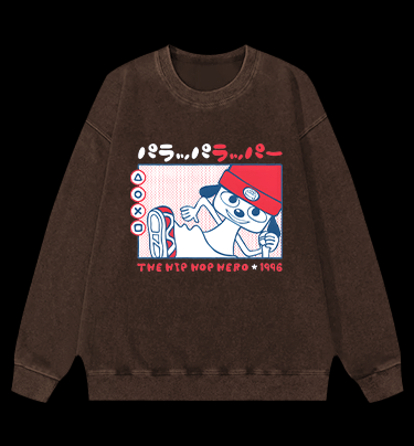 Parappa the Rapper Anime Vintage Washed 100% Cotton Sweatshirt - TheDrunkShark