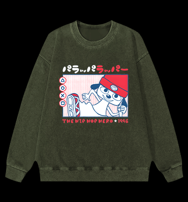 Parappa the Rapper Anime Vintage Washed 100% Cotton Sweatshirt - TheDrunkShark