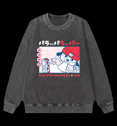 Parappa the Rapper Anime Vintage Washed 100% Cotton Sweatshirt - TheDrunkShark