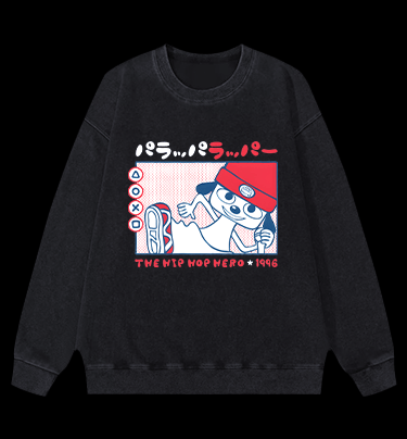 Parappa the Rapper Anime Vintage Washed 100% Cotton Sweatshirt - TheDrunkShark