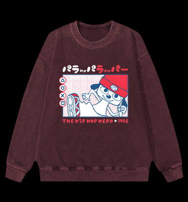 Parappa the Rapper Anime Vintage Washed 100% Cotton Sweatshirt - TheDrunkShark