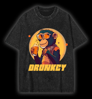  Party Monkey Vintage Washed 100% Cotton T-Shirt - TheDrunkShark