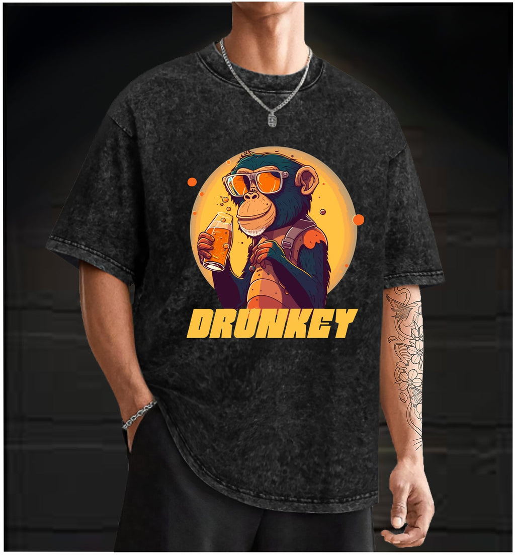  Party Monkey Vintage Washed 100% Cotton T-Shirt - TheDrunkShark