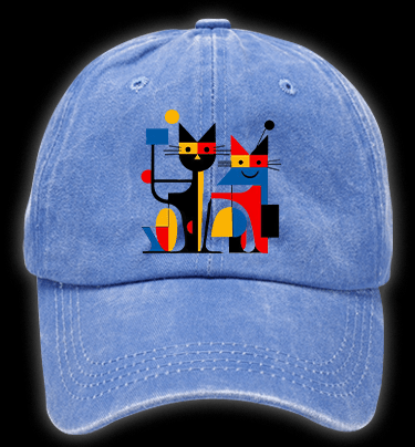 Piet Cornelies Mondrian Cat Vintage Washed 100% Cotton Baseball Hat - TheDrunkShark